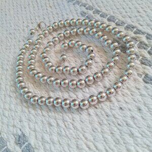 Vintage Sterling Silver Bead Necklace
